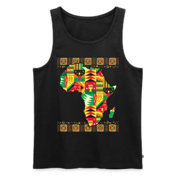 Carte africaine Kente Art Noir Afro - Débardeur bio Premium Homme - noir - Devant - AI Model Male 178 light (178cm)