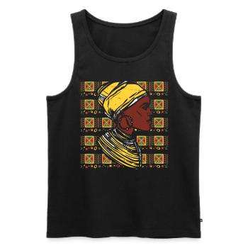 Kente Headgear African woman - Men's Premium Organic Tank Top - black - Front - AI Model Male 178 light (178cm)