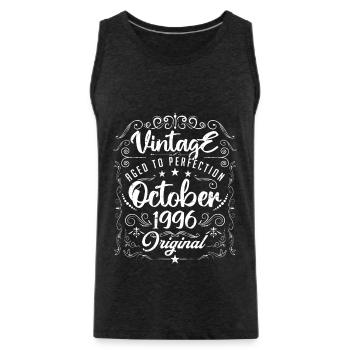 Vintage BORN IN OCTOBER 1996. - Men's Premium Organic Tank Top - charcoal grey - Front - Alexander (188cm)