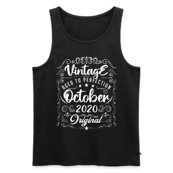 Jahrgang GEBOREN IM OKTOBER 2020. - Männer Premium Bio Tank Top - Schwarz - Vorne - AI Model Male 178 light (178cm)