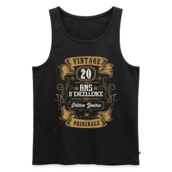 Vintage 20 ans, Idée cadeau d'anniversaire 20 ans. - Débardeur bio Premium Homme - noir - Devant - Michal (187cm)