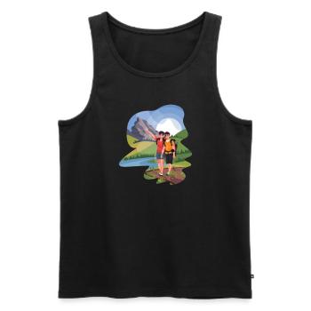 Randonneurs Randonneurs Montagnes Vallée de montagne Vallées Randonnée pédestre - Débardeur bio Premium Homme - noir - Devant - AI Model Male 178 light (178cm)