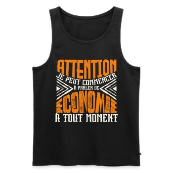 Avertissement, économie à tout moment. - Débardeur bio Premium Homme - noir - Devant - AI Model Male 178 light (178cm)