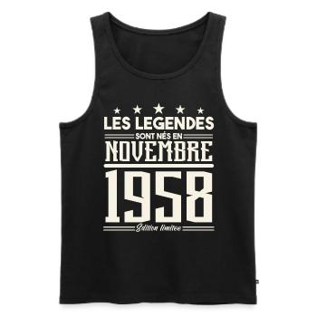 Les légendes sont nés en novembre 1958. - Débardeur bio Premium Homme - noir - Devant - Michal (187cm)