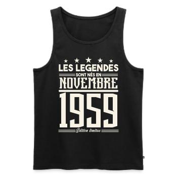 Les légendes sont nés en novembre 1959. - Débardeur bio Premium Homme - noir - Devant - Michal (187cm)
