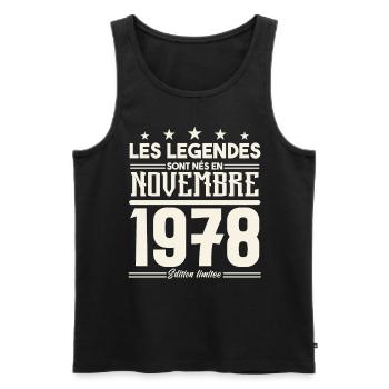 Les légendes sont nés en novembre 1978. - Débardeur bio Premium Homme - noir - Devant - AI Model Male 178 light (178cm)