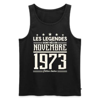 Les légendes sont nés en novembre 1973. - Débardeur bio Premium Homme - noir - Devant - Michal (187cm)