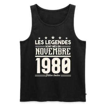Les légendes sont nés en novembre 1980. - Débardeur bio Premium Homme - noir - Devant - Michal (187cm)