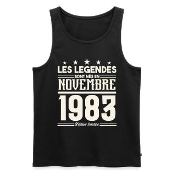 Les légendes sont nés en novembre 1983. - Débardeur bio Premium Homme - noir - Devant - Michal (187cm)