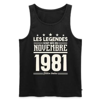 Les légendes sont nés en novembre 1981. - Débardeur bio Premium Homme - noir - Devant - Michal (187cm)