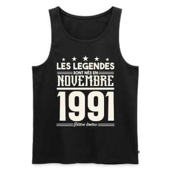 Les légendes sont nés en novembre 1991. - Débardeur bio Premium Homme - noir - Devant - Michal (187cm)