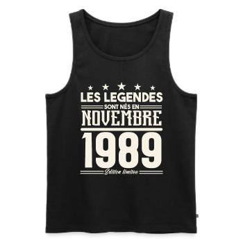 Les légendes sont nés en novembre 1989. - Débardeur bio Premium Homme - noir - Devant - Michal (187cm)