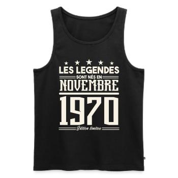Les légendes sont nés en novembre 1970. - Débardeur bio Premium Homme - noir - Devant - Michal (187cm)