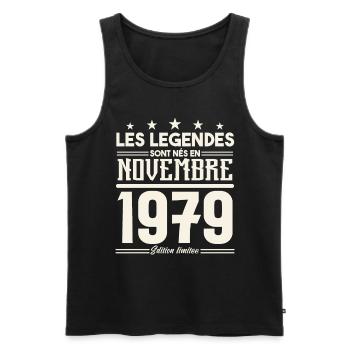 Les légendes sont nés en novembre 1979. - Débardeur bio Premium Homme - noir - Devant - Michal (187cm)