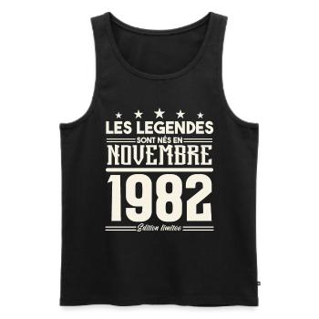Les légendes sont nés en novembre 1982. - Débardeur bio Premium Homme - noir - Devant - Michal (187cm)