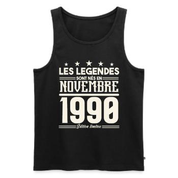 Les légendes sont nés en novembre 1990. - Débardeur bio Premium Homme - noir - Devant - Michal (187cm)