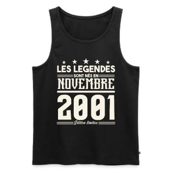Les légendes sont nés en novembre 2001. - Débardeur bio Premium Homme - noir - Devant - Michal (187cm)