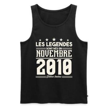 Les légendes sont nés en novembre 2010. - Débardeur bio Premium Homme - noir - Devant - AI Model Male 178 light (178cm)