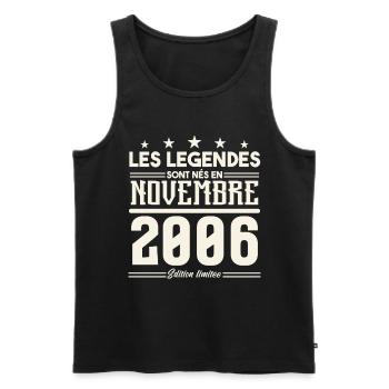 Les légendes sont nés en novembre 2006. - Débardeur bio Premium Homme - noir - Devant - Michal (187cm)