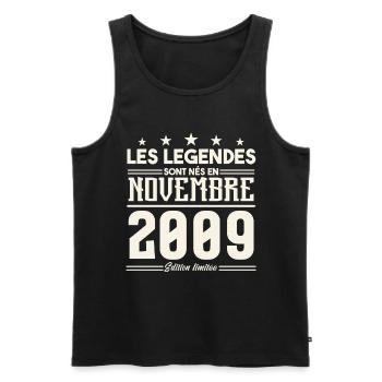 Les légendes sont nés en novembre 2009. - Débardeur bio Premium Homme - noir - Devant - Michal (187cm)