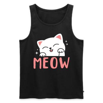 Chat Miaou Mignon Chaton Kawaii - Débardeur bio Premium Homme - noir - Devant - AI Model Male 178 light (178cm)