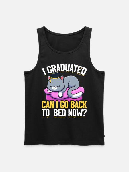 Graduation Cat Lazy Graduate Student - Men's Premium Organic Tank Top - black