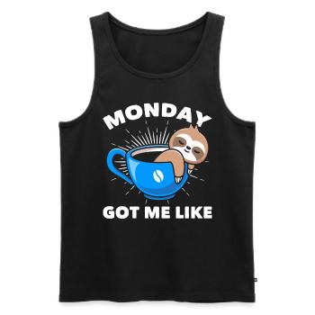 Coffee Sloth Funny Lazy Coffee Drinker - Men's Premium Organic Tank Top - black - Front - AI Model Male 178 light (178cm)