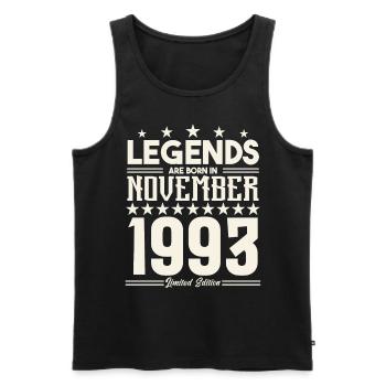 Legends Are Born In November 1993.Gift anniversary - Débardeur bio Premium Homme - noir - Devant - AI Model Male 178 light (178cm)