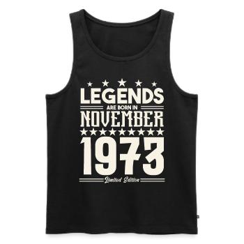 Legends Are Born In November 1973.Gift anniversary - Débardeur bio Premium Homme - noir - Devant - Michal (187cm)