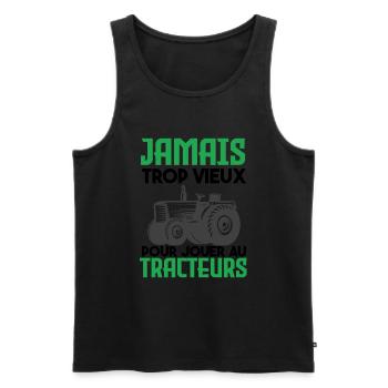 jamais trop vieux pour jouer au tracteur. cadeau - Débardeur bio Premium Homme - noir - Devant - Michal (187cm)