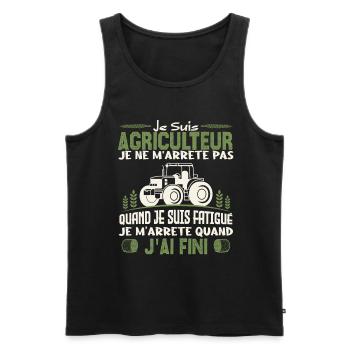 Je suis agriculteur je ne m'arrête pas agriculteur - Débardeur bio Premium Homme - noir - Devant - Michal (187cm)