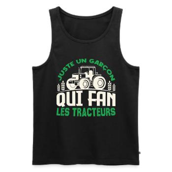 Juste un garçon qui fan Les Tracteurs. Agriculteur - Débardeur bio Premium Homme - noir - Devant - Michal (187cm)