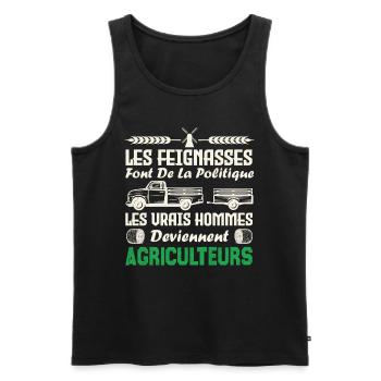 Les vrais hommes deviennent agriculteurs - Débardeur bio Premium Homme - noir - Devant - Michal (187cm)