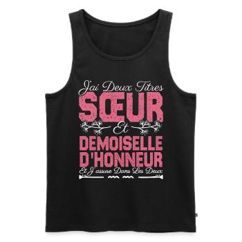 J'ai deux titres Sœur et demoiselle d'honneur . - Débardeur bio Premium Homme - noir - Devant - AI Model Male 178 light (178cm)