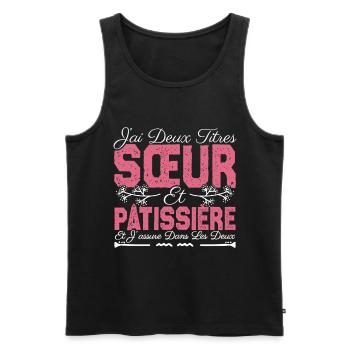 J'ai deux titres Sœur et Pâtissière. Cadeau soeur. - Débardeur bio Premium Homme - noir - Devant - AI Model Male 178 light (178cm)