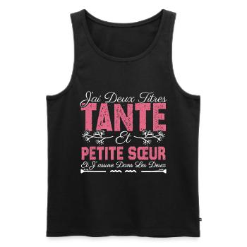 J'ai deux titres tante et Petite Sœur Cadeau . - Débardeur bio Premium Homme - noir - Devant - AI Model Male 178 light (178cm)