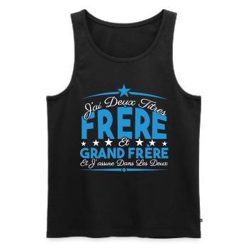 J'ai deux titres frère et Grand frère Cadeau frère - Débardeur bio Premium Homme - noir - Devant - Michal (187cm)