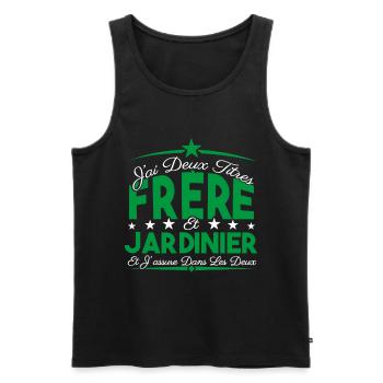 J'ai deux titres frère et Jardinier. Cadeau frère. - Débardeur bio Premium Homme - noir - Devant - Michal (187cm)