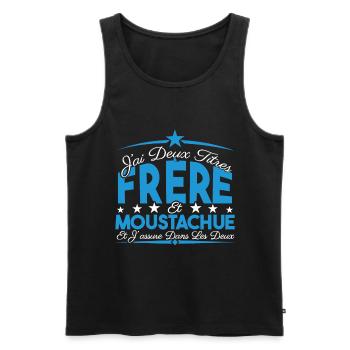 J'ai deux titres frère et Moustachue Cadeau frère. - Débardeur bio Premium Homme - noir - Devant - Michal (187cm)