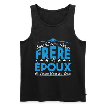 J'ai deux titres frère et Epoux. Cadeau frère - Débardeur bio Premium Homme - noir - Devant - Michal (187cm)