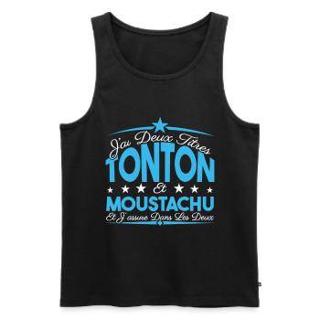 J'ai deux titres tonton et moustachu. Cadeau. - Débardeur bio Premium Homme - noir - Devant - Michal (187cm)
