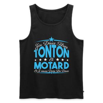 J'ai deux titres tonton et Motard. Cadeau Tonton. - Débardeur bio Premium Homme - noir - Devant - Michal (187cm)