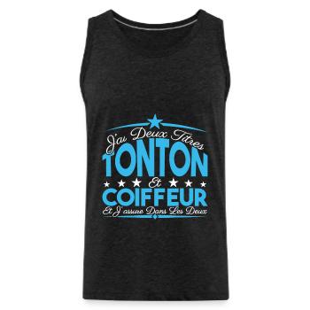J'ai deux titres tonton et Coiffeur Cadeau Tonton. - Débardeur bio Premium Homme - charbon - Devant - Alexander (188cm)