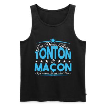 J'ai deux titres tonton et Maçon. Cadeau tonton. - Débardeur bio Premium Homme - noir - Devant - Michal (187cm)