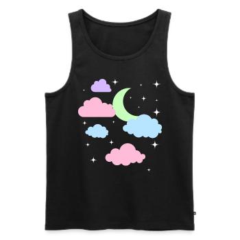 Niedlicher Pastel Goth Mond Wolken Kawaii - Männer Premium Bio Tank Top - Schwarz - Vorne - AI Model Male 178 light (178cm)