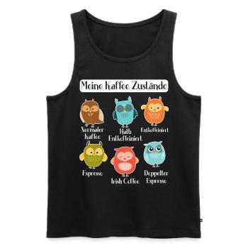 Kaffee Damen Eulen Kaffeeliebhaber Frauen - Männer Premium Bio Tank Top - Schwarz - Vorne - AI Model Male 178 light (178cm)