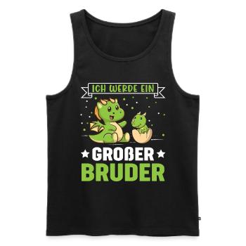 Ich werde ein Großer Bruder Dinosaurier - Männer Premium Bio Tank Top - Schwarz - Vorne - Michal (187cm)