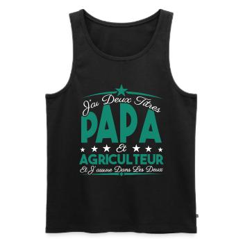 J'ai deux titres Papa et Agriculteur, Cadeau Papa. - Débardeur bio Premium Homme - noir - Devant - Michal (187cm)