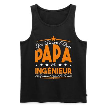 J'ai deux titres Papa et Ingénieur, Cadeau Papa. - Débardeur bio Premium Homme - noir - Devant - Michal (187cm)
