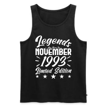 Legends are born in NOVEMBER 1993 anniversary gift - Débardeur bio Premium Homme - noir - Devant - AI Model Male 178 light (178cm)